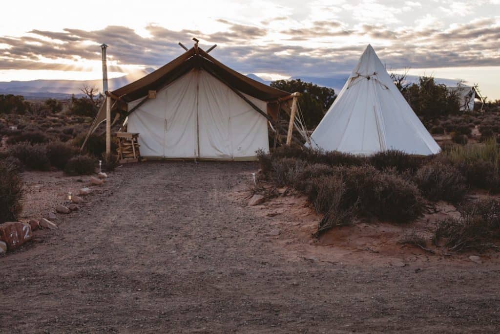 canvas tents out in the field